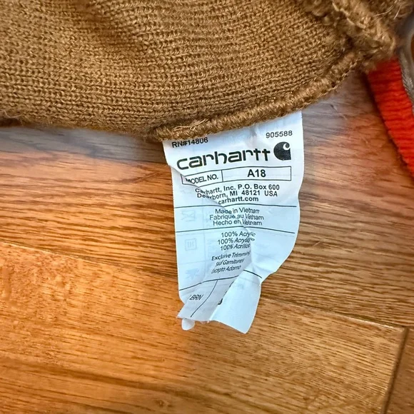 Carhartt Beanies in Hunter Orange & Brown - Picture 4 of 4